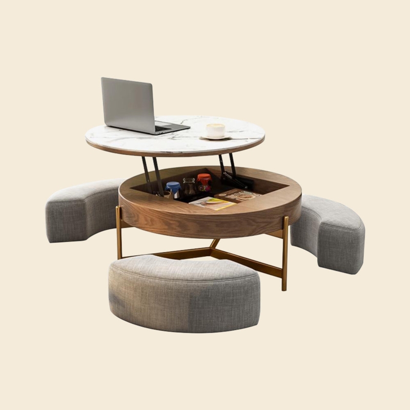 Lift-Top Coffee Table Set with Ottomans