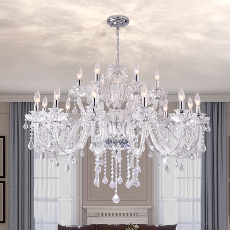 Elegant Crystal Chandelier with 18 Glass Arms