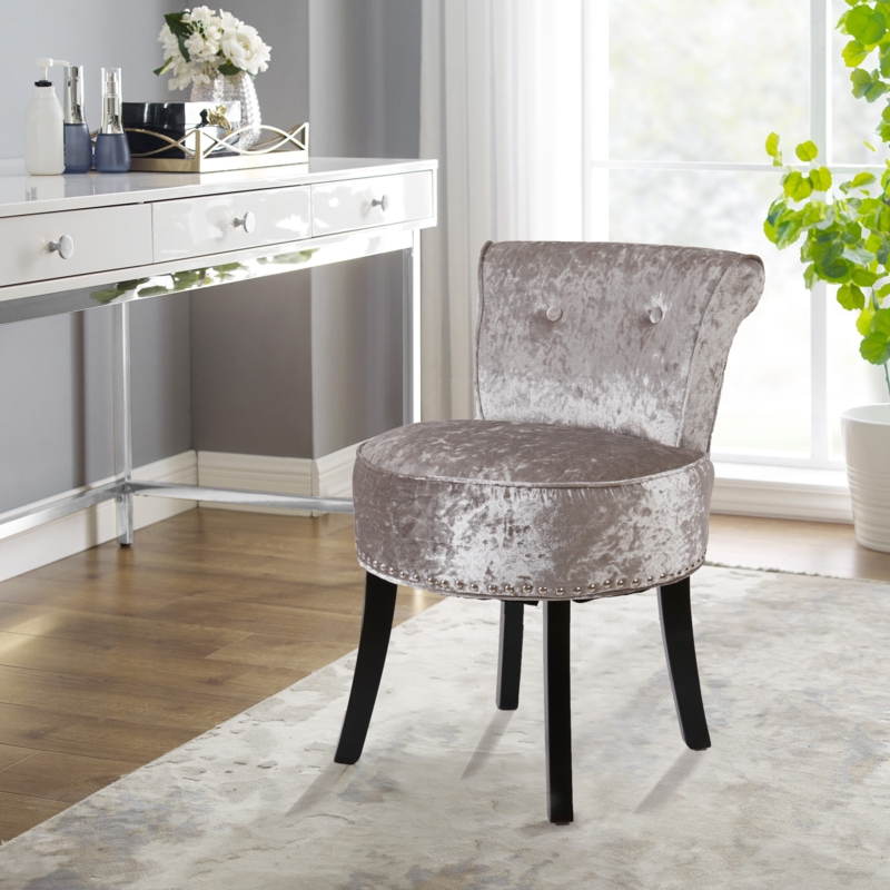 Velvet Button Chair with Waist Back Design