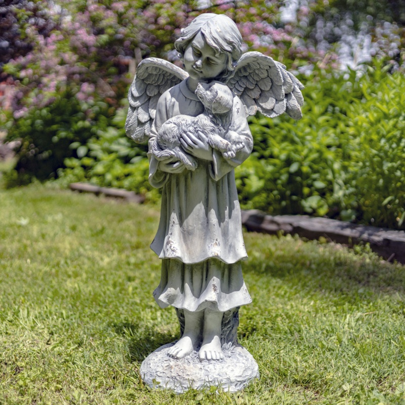 Danaejah Kaileigh Holding Dog Garden Statue
