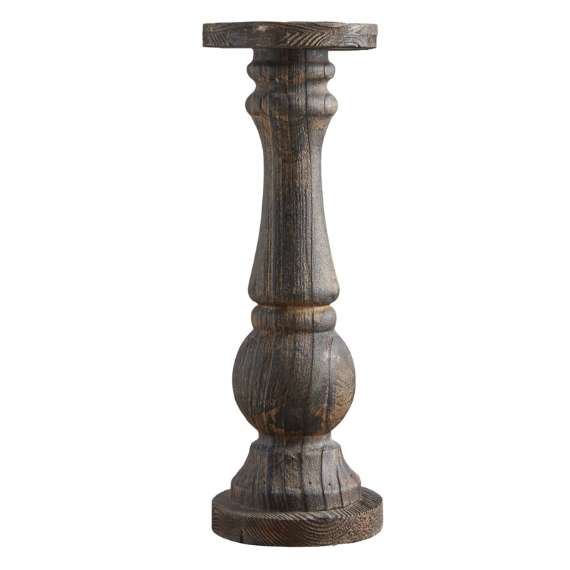 Pedestal Wood Candle Holder