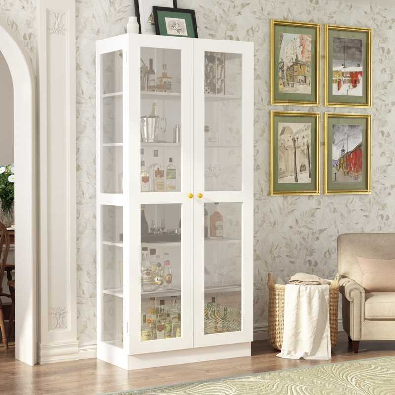 Modern Chinese Style Cabinet with Glass Doors