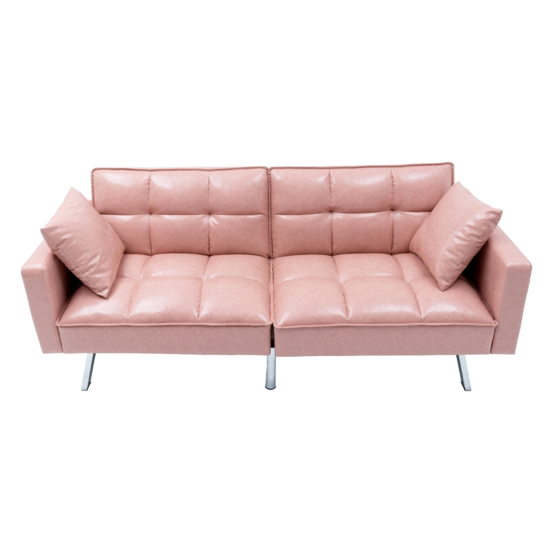 Chic Pink Sofa with Toss Pillows