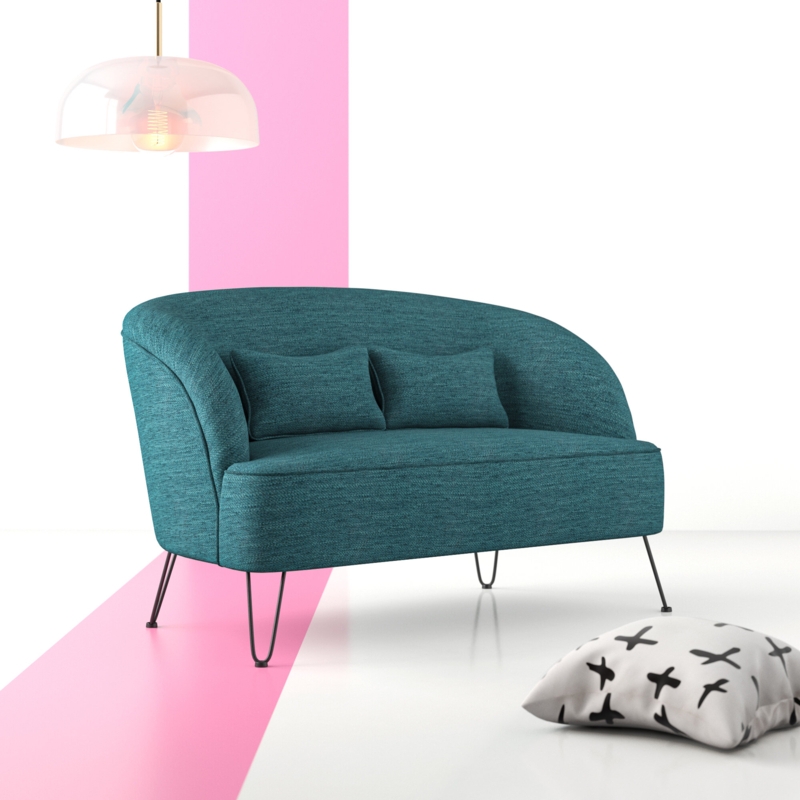 Contemporary Loveseat with Hairpin Legs