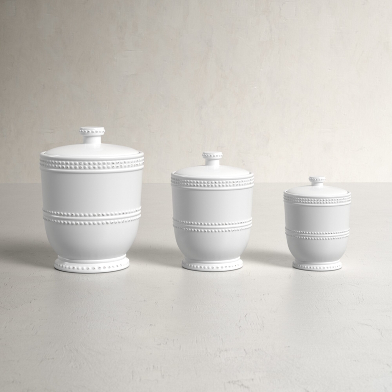 Set of Three Textured Earthenware Canisters