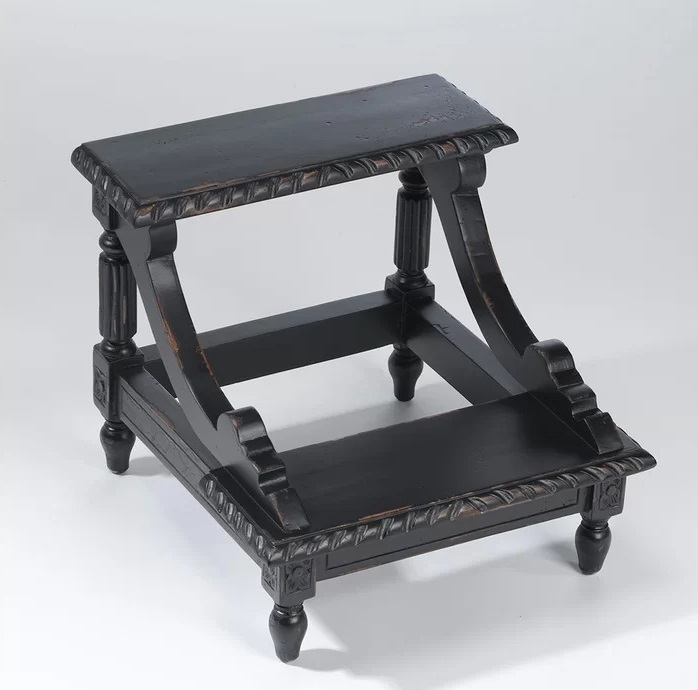 Decorative Step Stool With Carved Details
