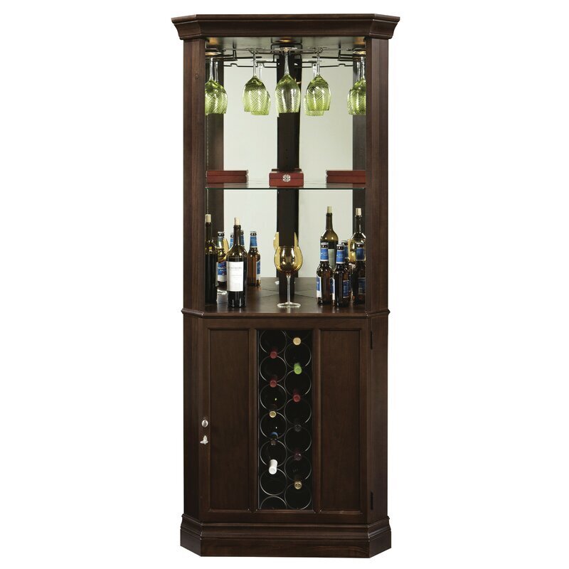 Deep Brown Lockable Liquor Cabinet
