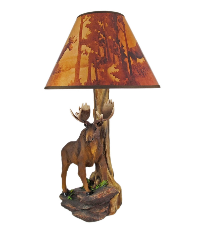 Majestic Moose Forest Table Lamp