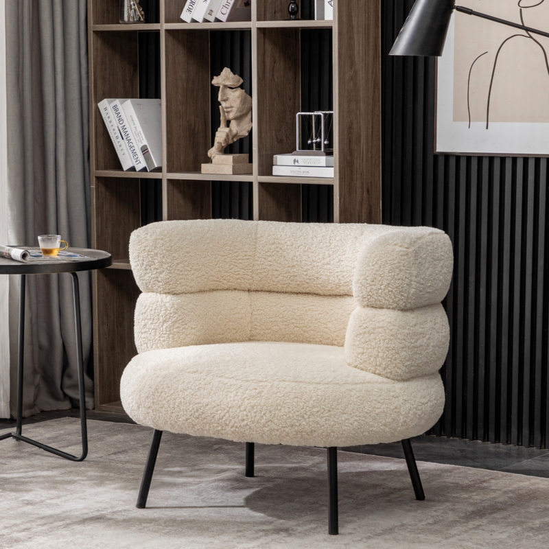 Classic Upholstered Lamb Wool Living Chair