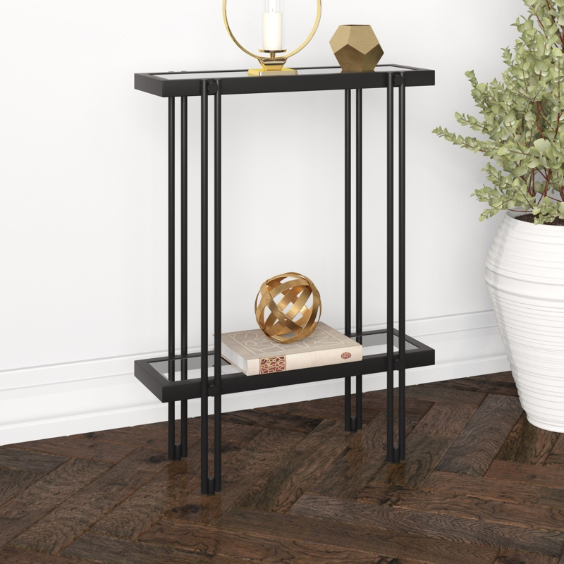 Contemporary Console Table with Glass Shelf