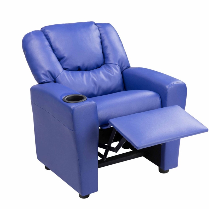 Pushback Kids Recliner Chair with Cup Holder
