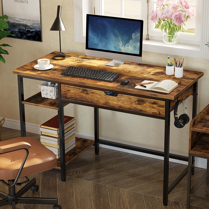 Height-Adjustable Desk with Storage