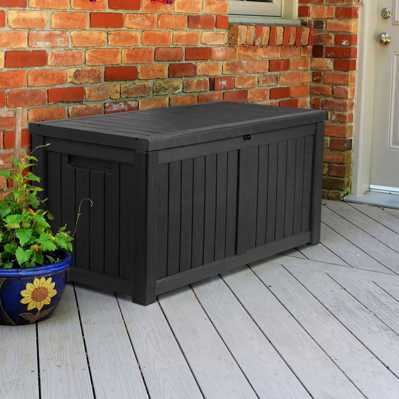 Outdoor Storage Bench with Wood Finish