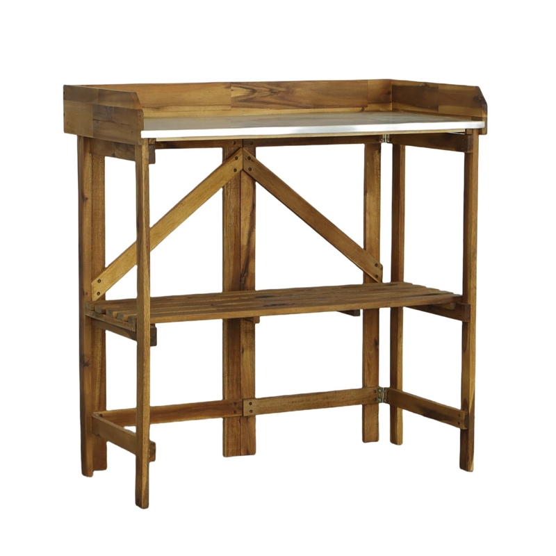 Wooden Planter Work Table with Zinc Top
