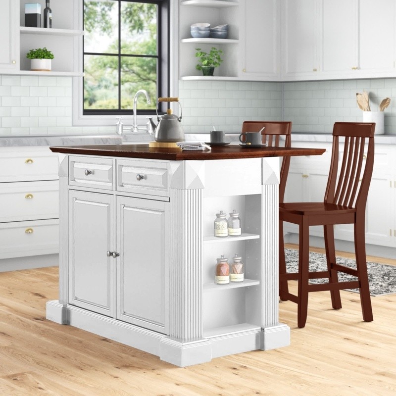 Diamondback 47.75'' Wide Rolling Kitchen Island Set with Solid Wood Top