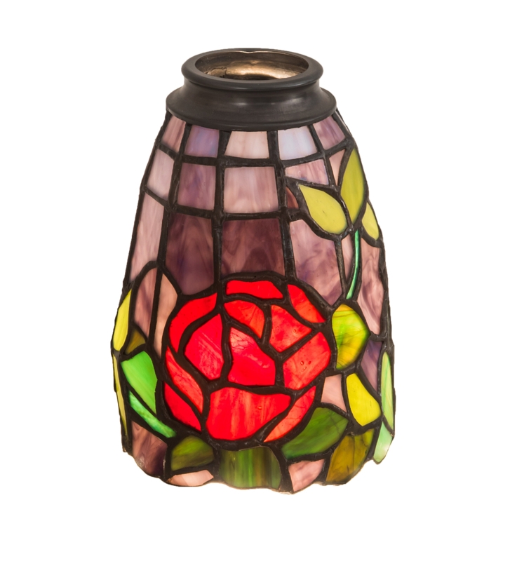 Stained Glass Rose Fan Light Shade