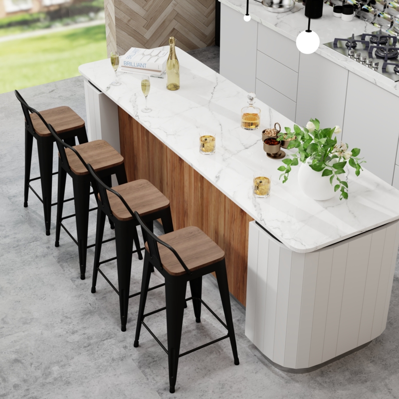 4-Piece Bar and Counter Chairs Set with Detachable Legs