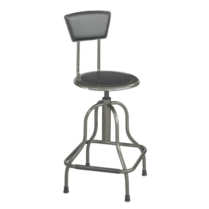 Adjustable Leather Padded Stool with Backrest