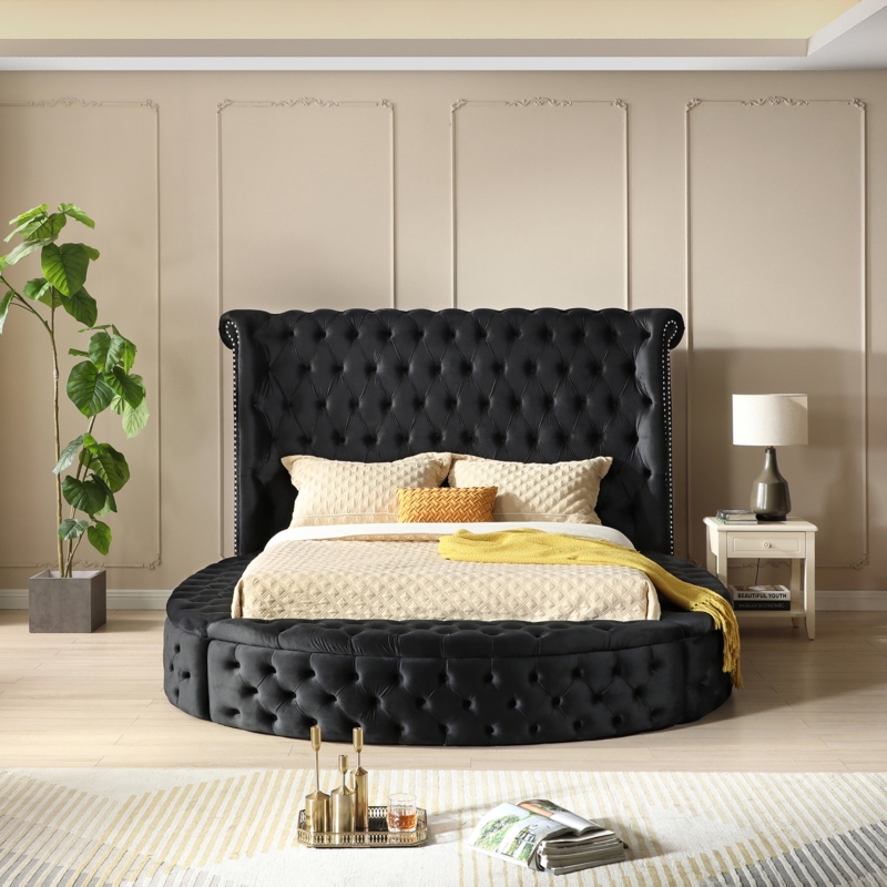 Upholstered Round Storage Bed | Foter