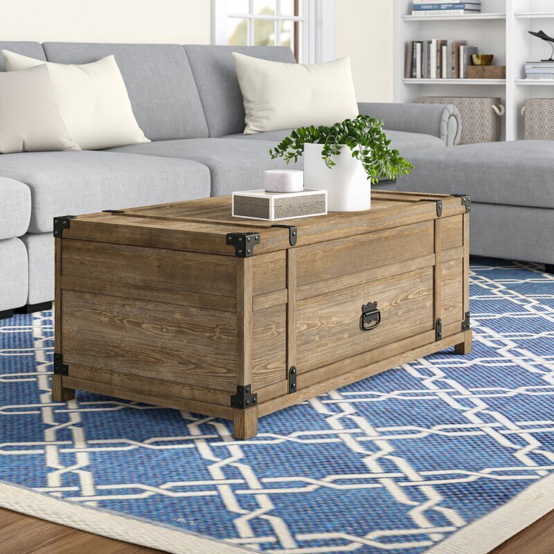 Distressed Trunk Coffee Table With Drawer