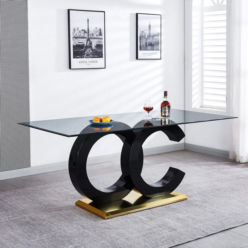 Ultra-Modern Dining Table with Beveled Glass Top