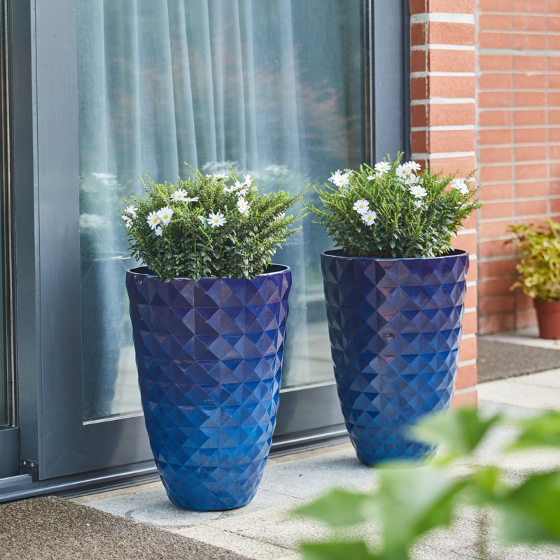 Textured Tall Pot Planters Set of Two