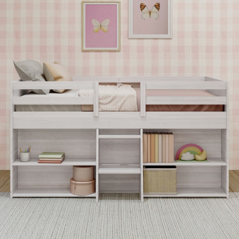 Twin Low Loft Bed with 2 Bookcases