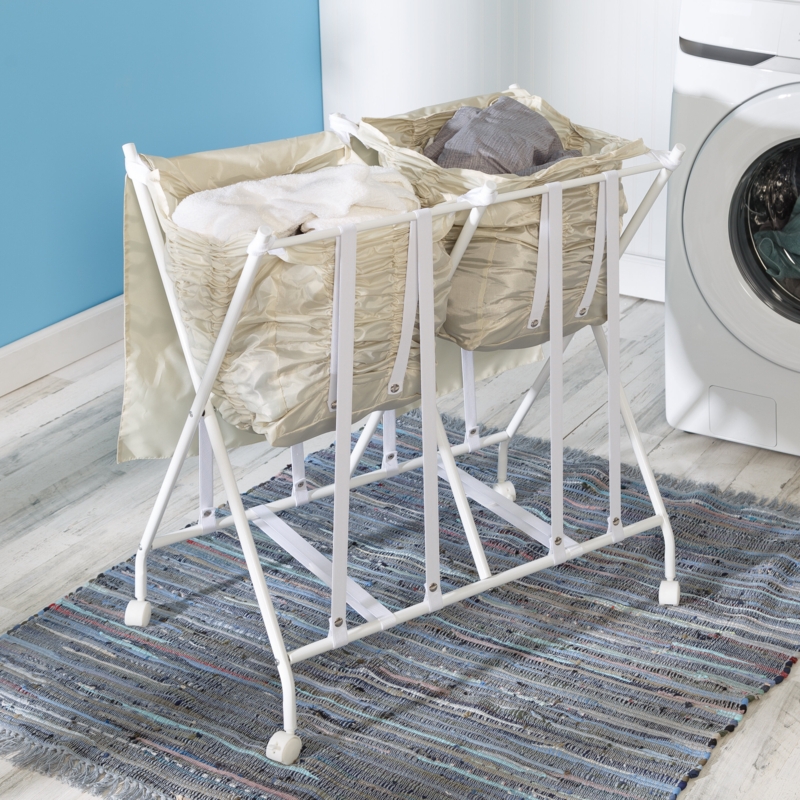 Double Laundry Hamper with Wheels