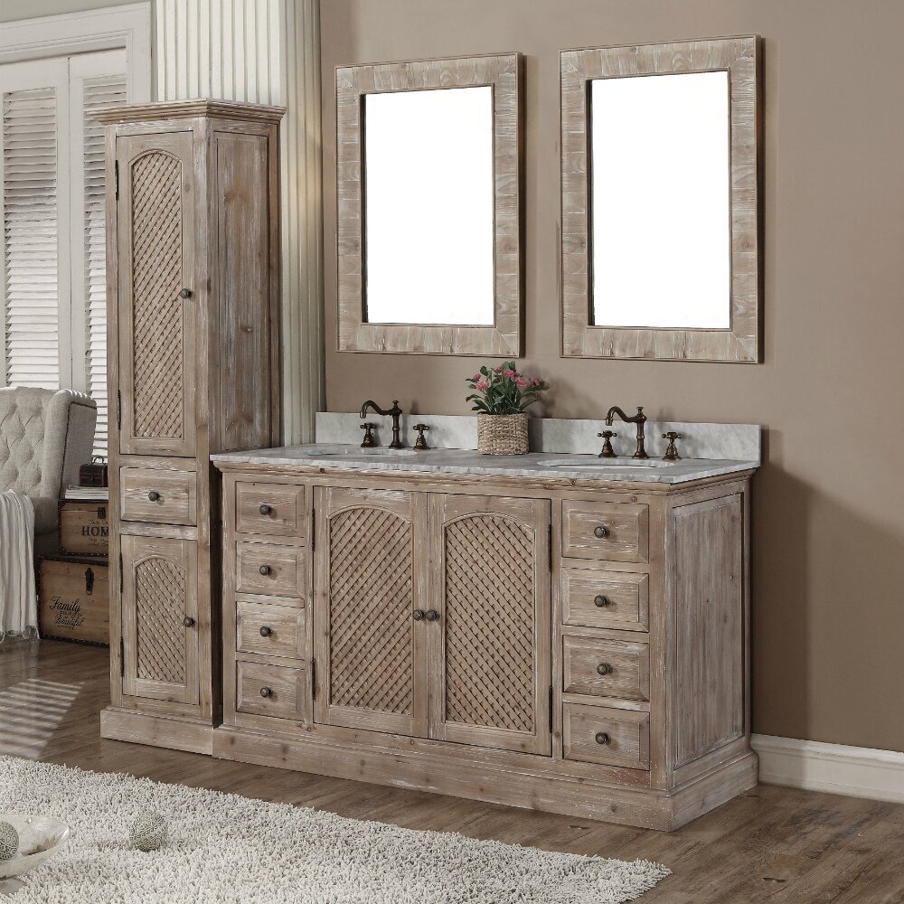 Double Vanity With Linen Tower