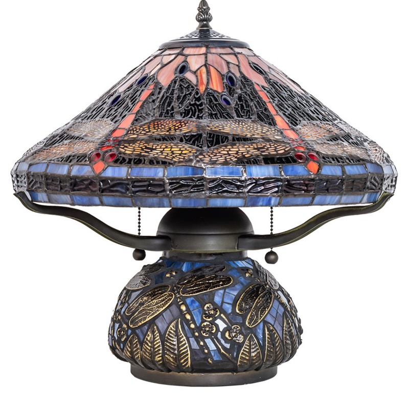 Dragonfly-Inspired Art Glass Table Lamp