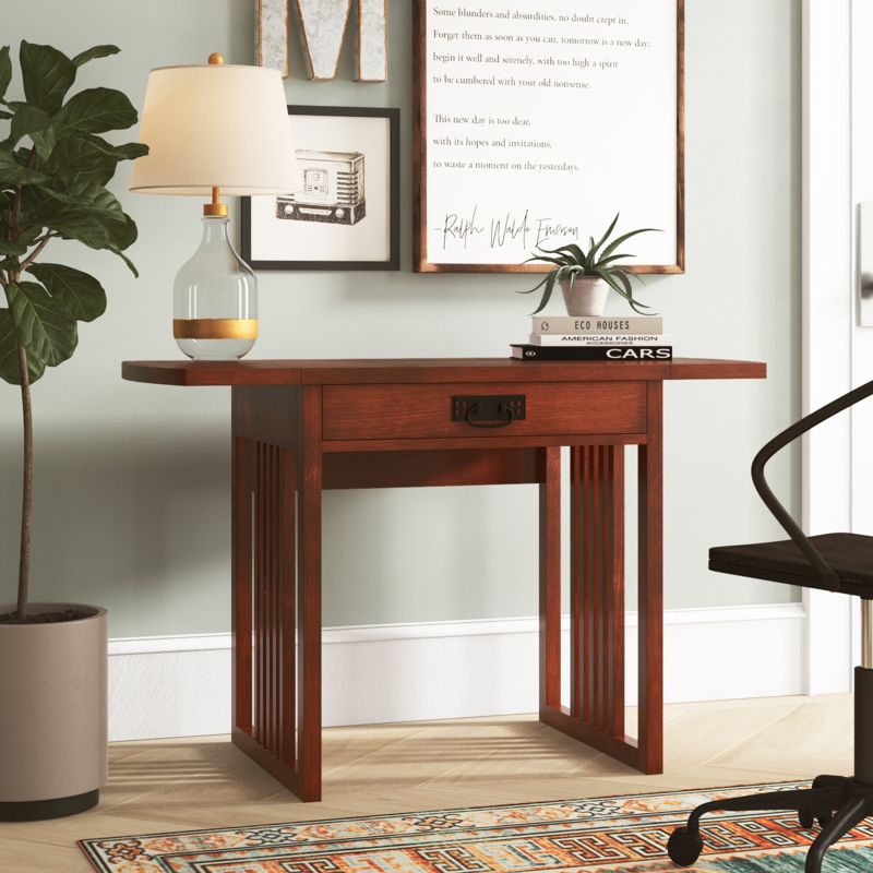 Compact Desk with Drop-Leaf Extensions