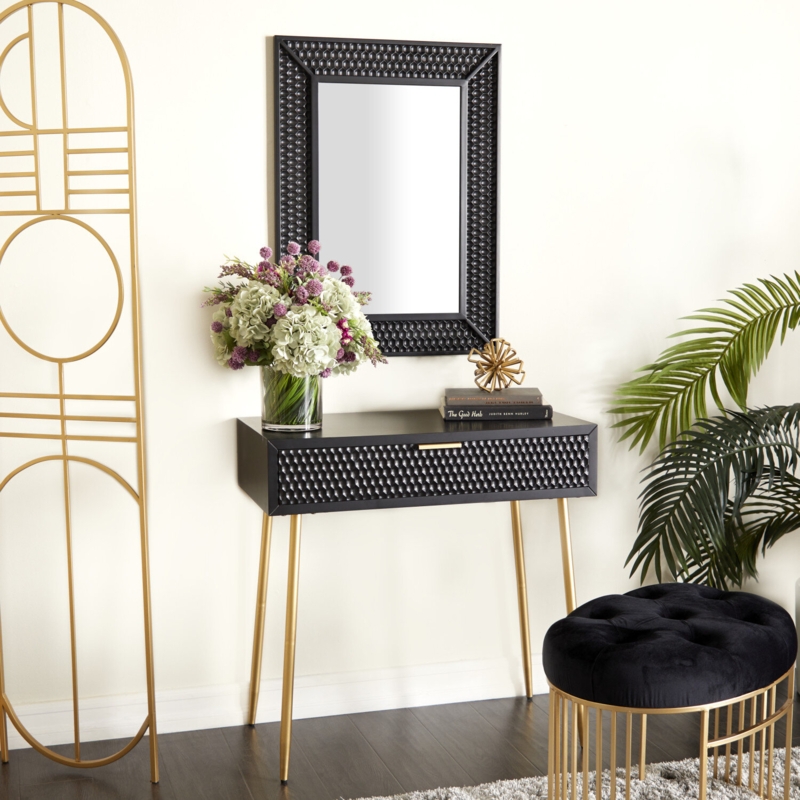 Console Table and Mirror Set with Storage Drawer