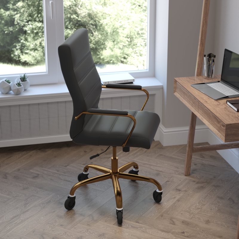 High-Back LeatherSoft Office Chair with Arms