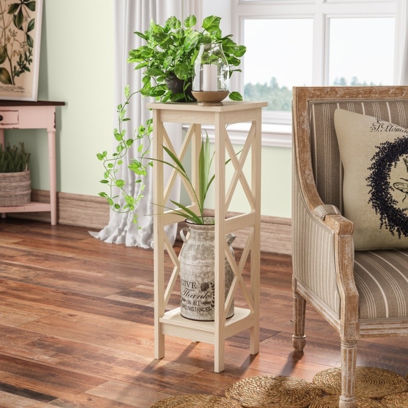 Eamon Square Multi-Tiered Rubberwood Plant Stand