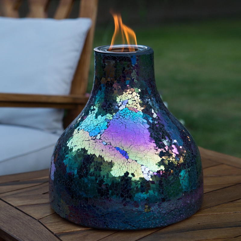 Iridescent Glass Mosaic Fireplace