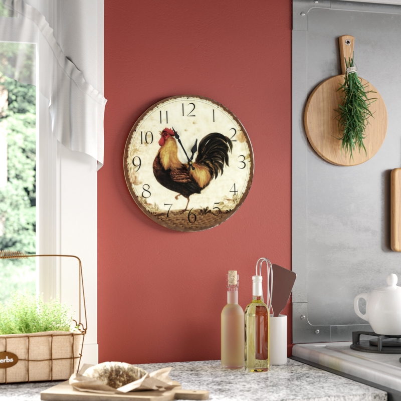 Rustic Rooster Farmhouse Wall Clock
