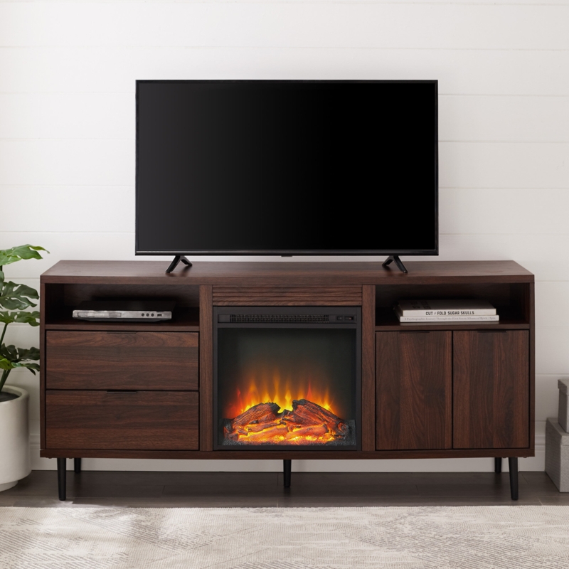 Modern TV Stand with Electric Fireplace