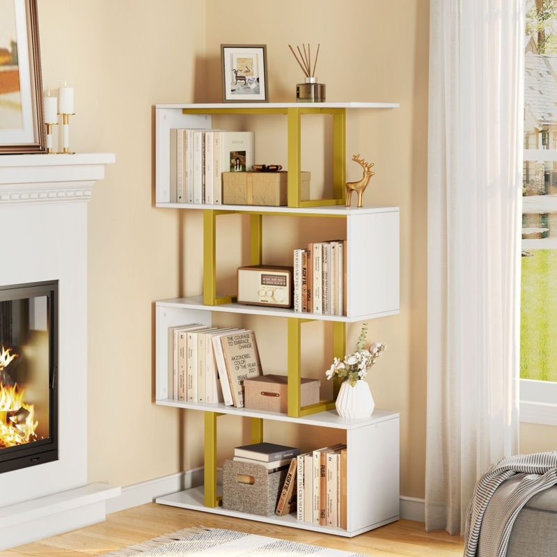 Industrial S-Shaped 5-Tier Bookcase