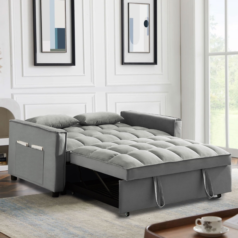 Pull-Out Loveseat Sofa Bed with Adjustable Backrest