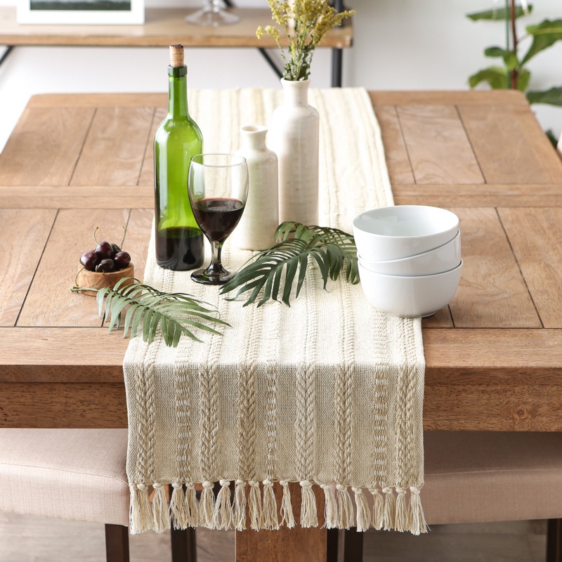 Elco Rectangular Striped Cotton Table Runner