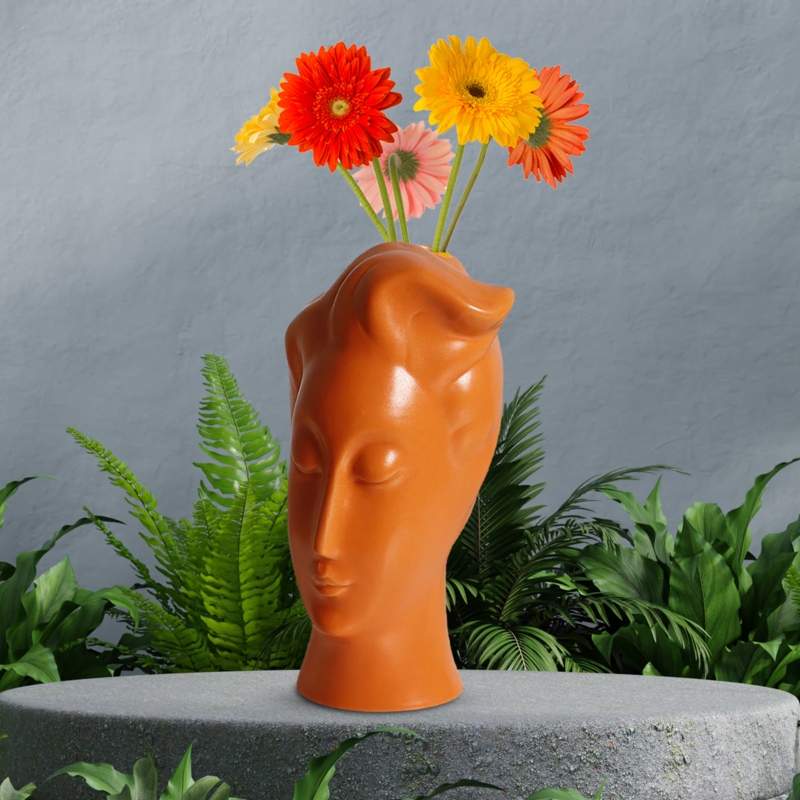 Serene Face Small Ceramic Vase