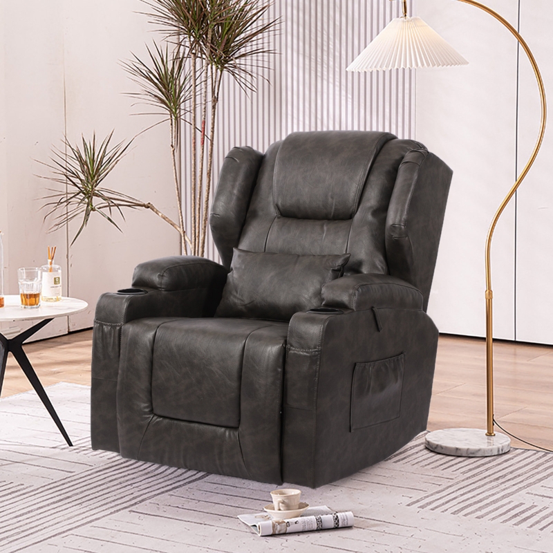 Manual Glider Recliner Swivel Rocking Chair with Lumbar Pillow Cup Holders Latitude Run