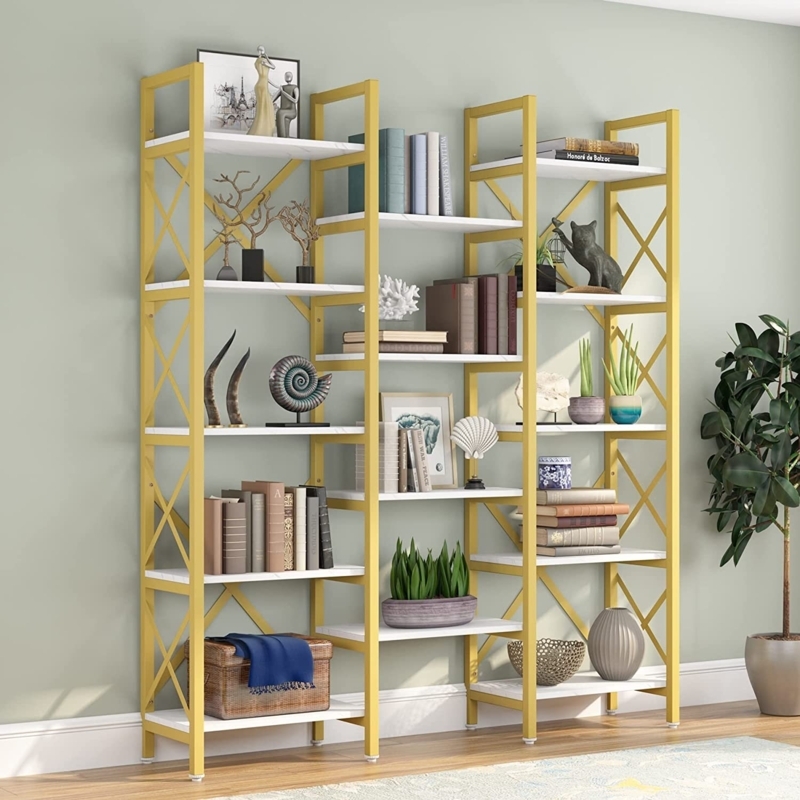 Industrial Triple Wide 14-Shelves Bookcase
