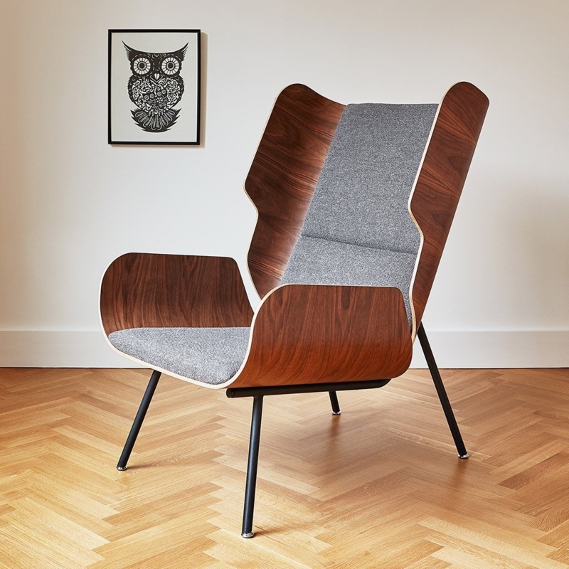 Contemporary Wingback Chair with Steel Legs