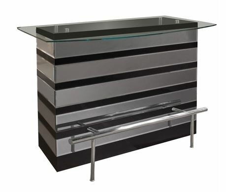 Lacquer Bar Counter with Gray Beveled Mirror