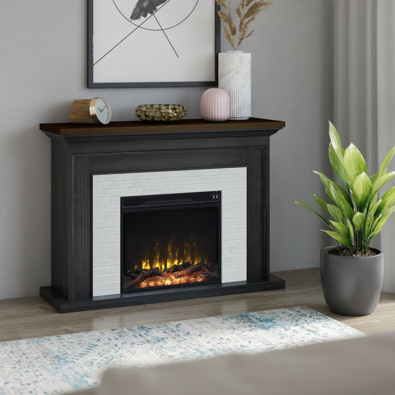 Ellington Circle Electric Fireplace With Mantle