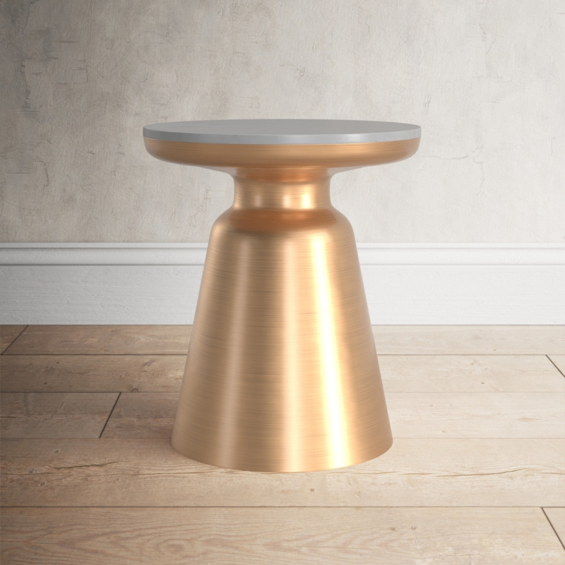 White Marble Top Table with Brushed Gold Base