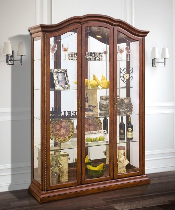 Elrosa 55'' Wide Mirrored Back Curio Cabinet with Lighting