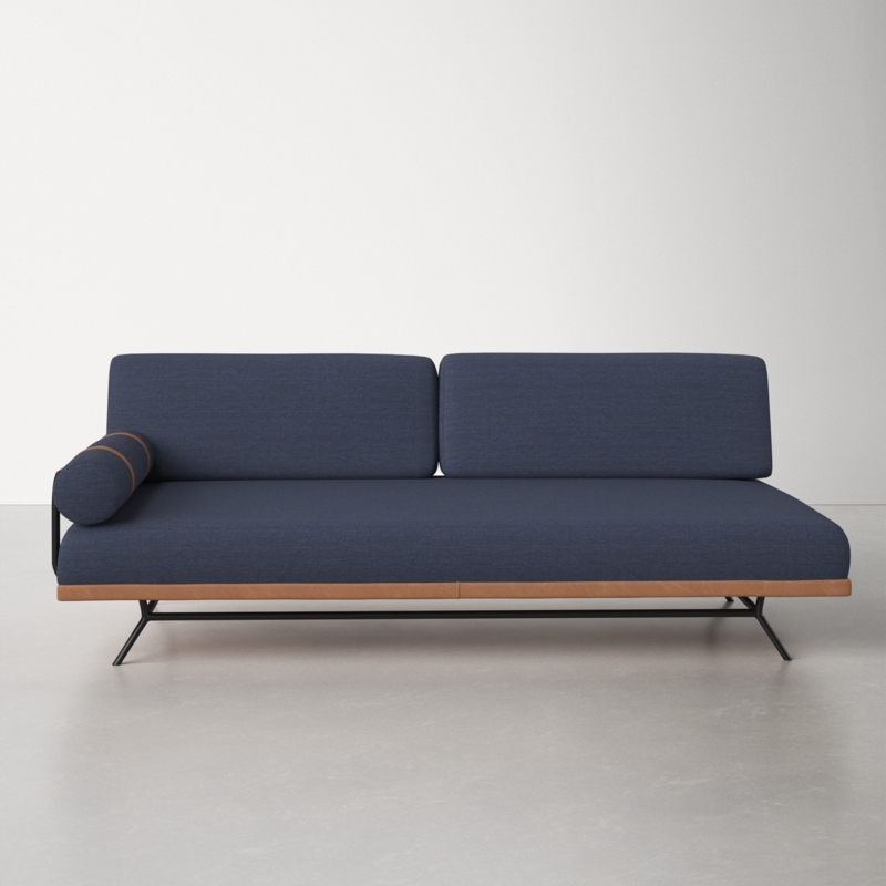 Modern Streamlined Sofa Bed with Leather Accents