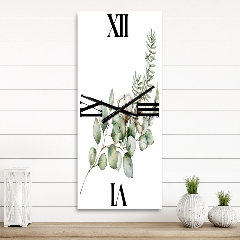 Christmas Bouquet with Eucalyptus Branches Wall Clock
